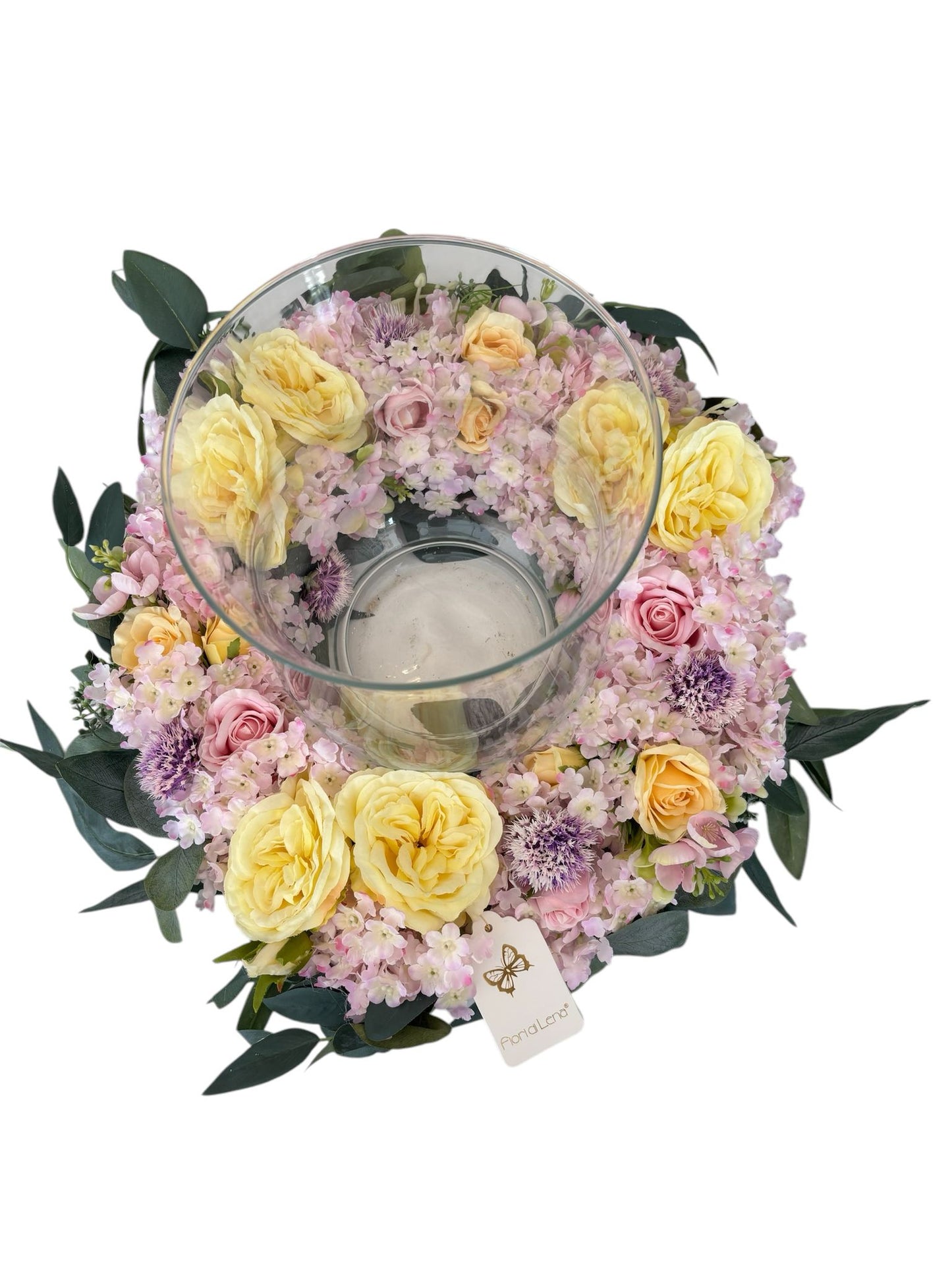 Ghirlanda Floreale Primaverile con Vaso in Vetro - Fiori di Lena