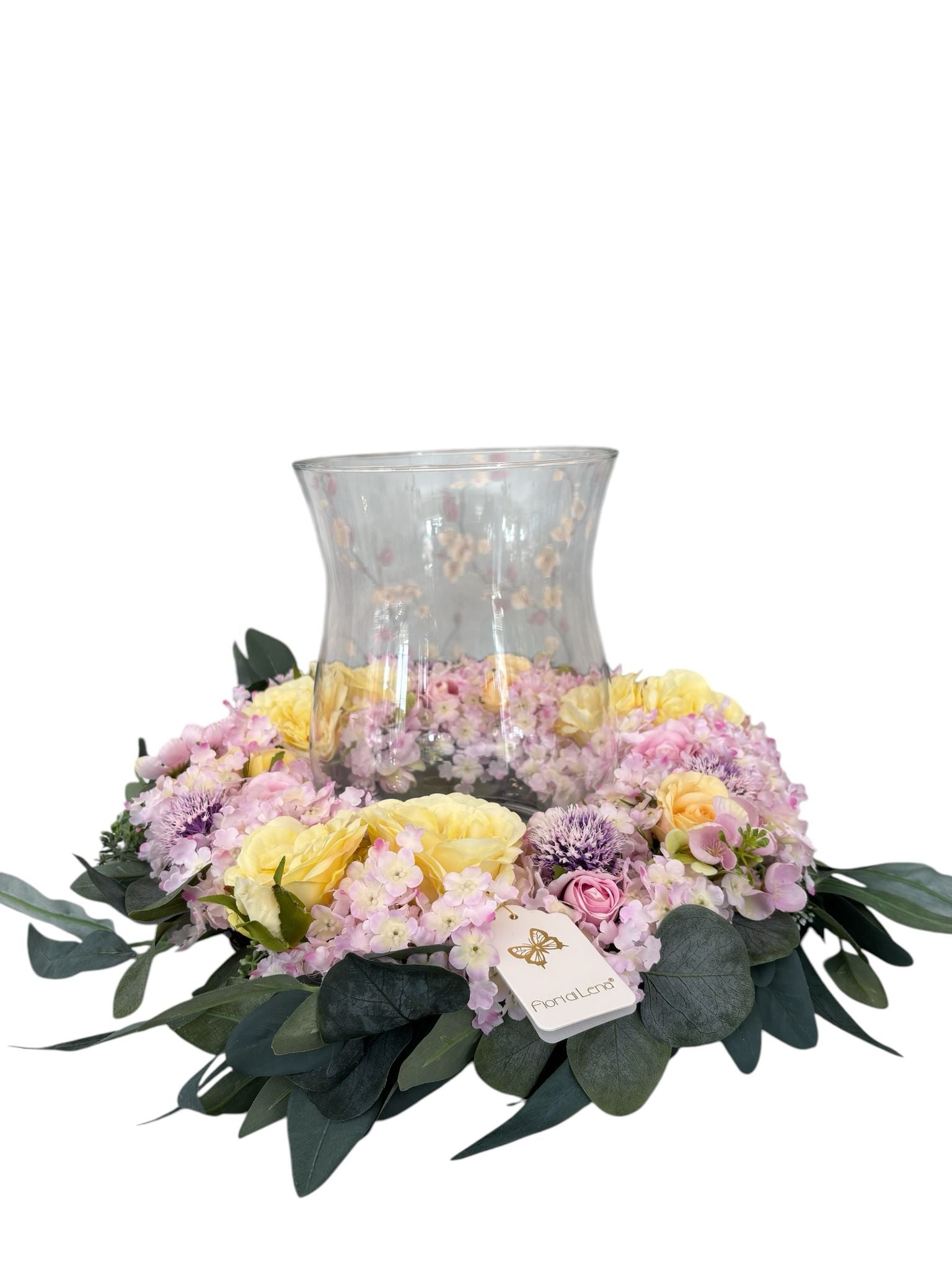 Ghirlanda Floreale Primaverile con Vaso in Vetro - Fiori di Lena
