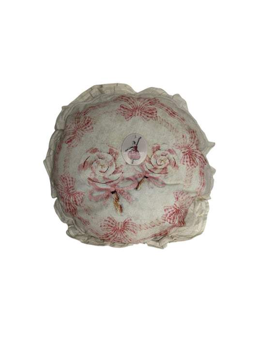 Cuscino Tondo con Rouches e Motivi di Danza 45 cm - Blanc Mariclo