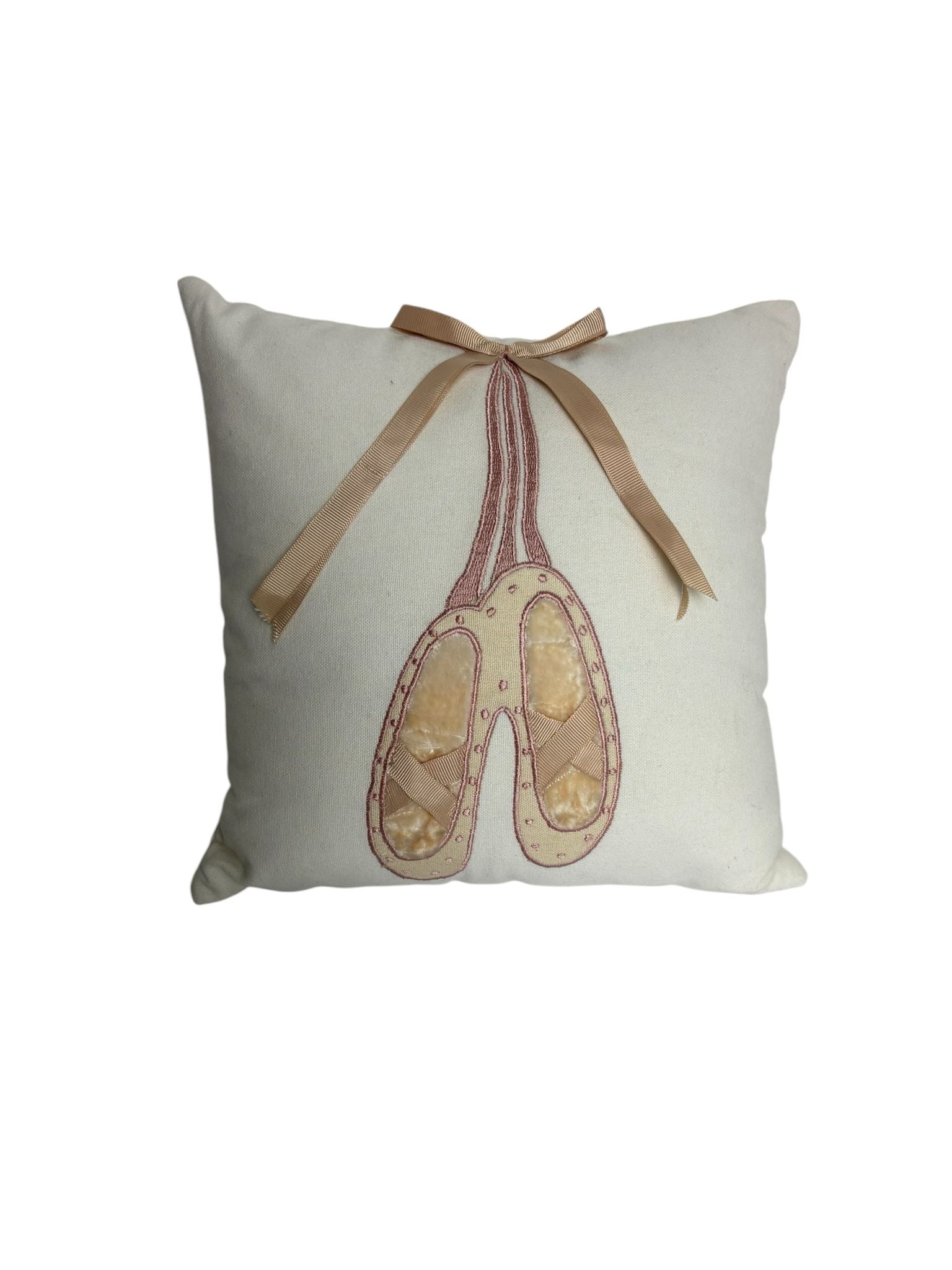 Cuscino in Cotone con Ricamo Scarpe da Ballerina 28x28 cm - Blanc Mariclo