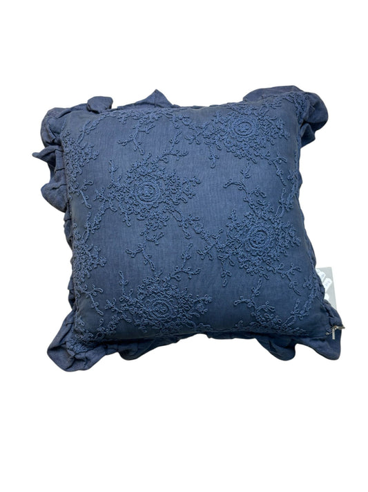 Cuscino in Lino con Volant e Pizzo Corinzio 60x60 cm  - Chez Moi