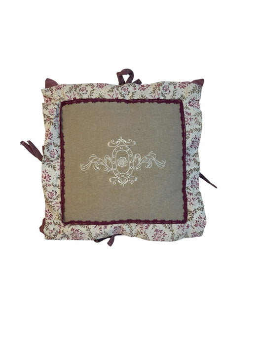 Cuscino Shabby  in Cotone con Ricamo Centrale 38x38 cm  - Alizéa