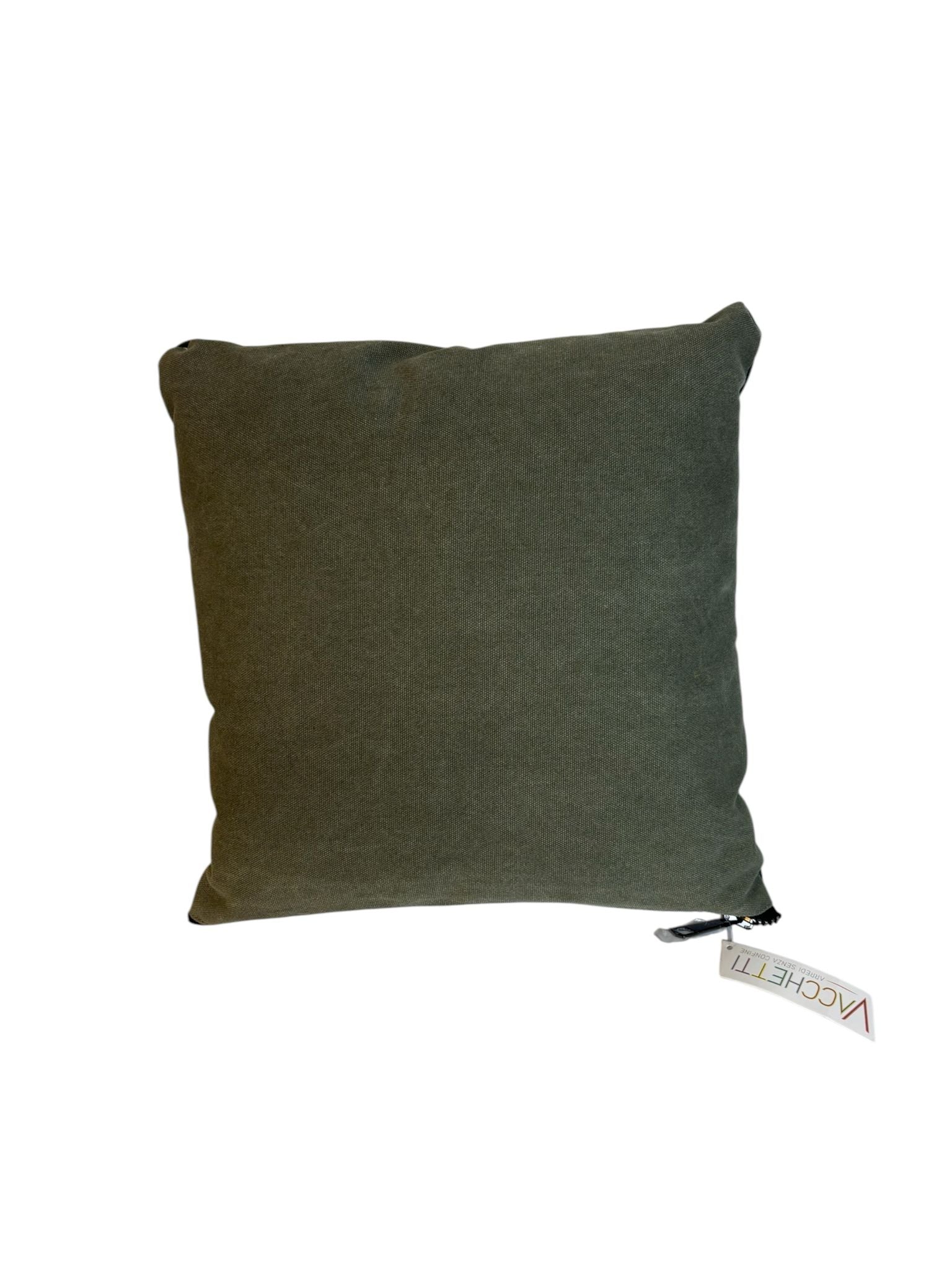 Cuscino in Tessuto e Pelle con Cerniera a Vista 40x40 cm – Vacchetti