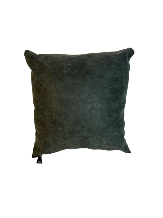 Cuscino in Tessuto e Pelle con Cerniera a Vista 40x40 cm – Vacchetti