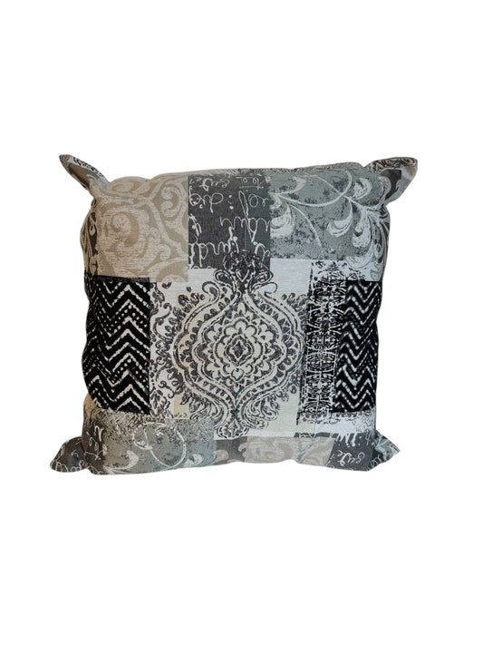 Cuscino Soffice in Cotone Grigio con Disegni Astratti 48x48 cm – In Art