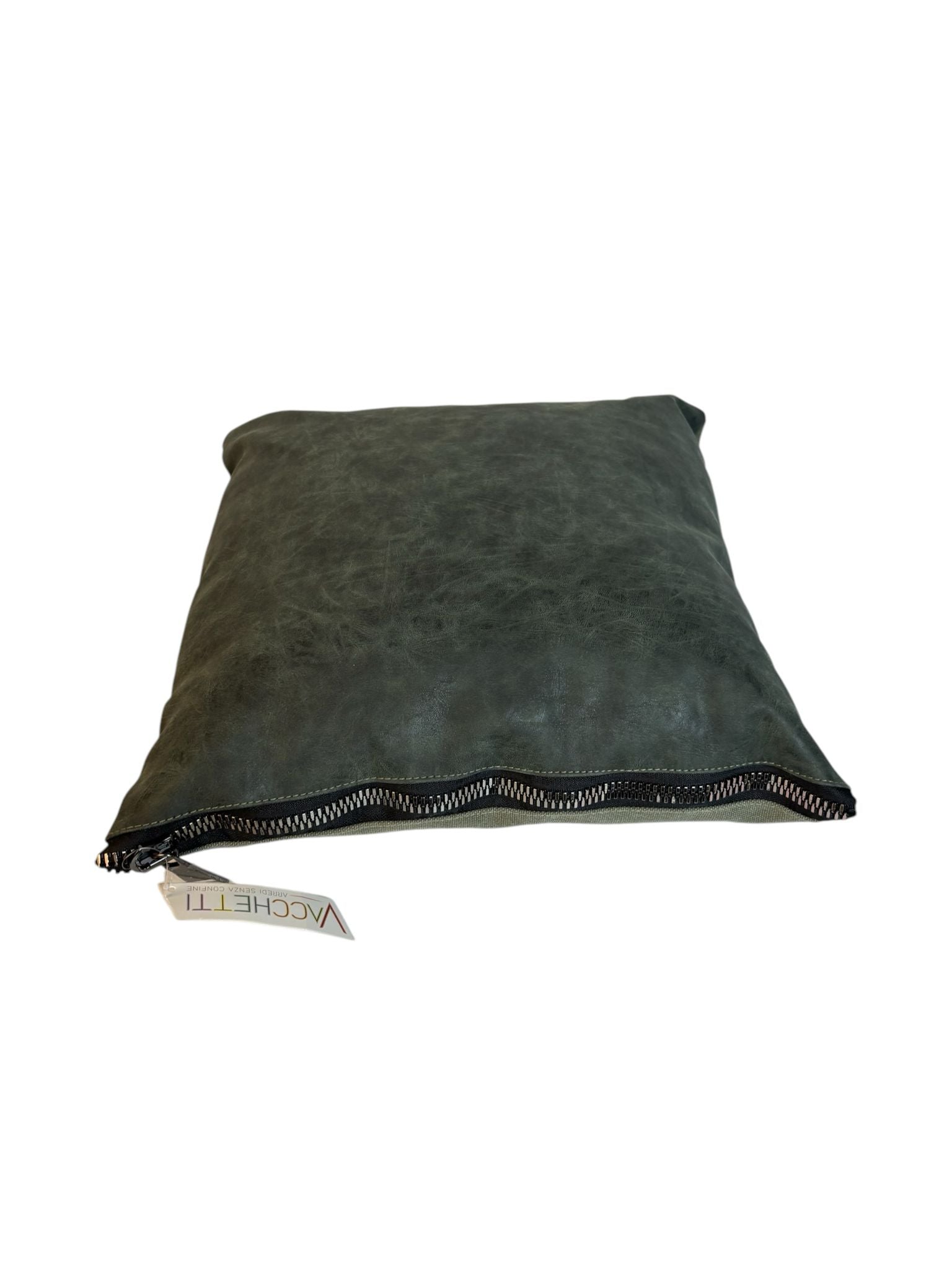 Cuscino in Tessuto e Pelle con Cerniera a Vista 40x40 cm – Vacchetti