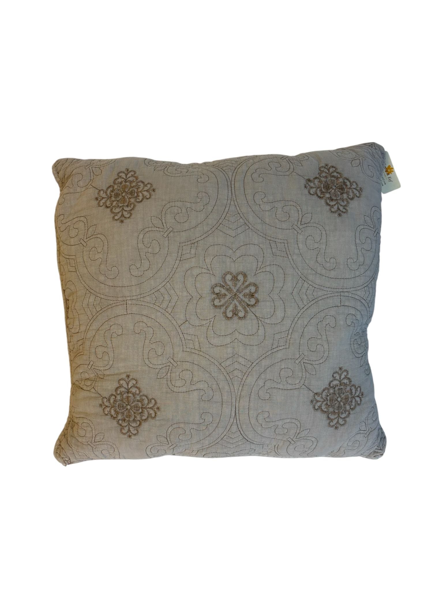 Cuscino Soffice in Cotone con Ricami Beige 50x50 cm  – Clayre & Eef