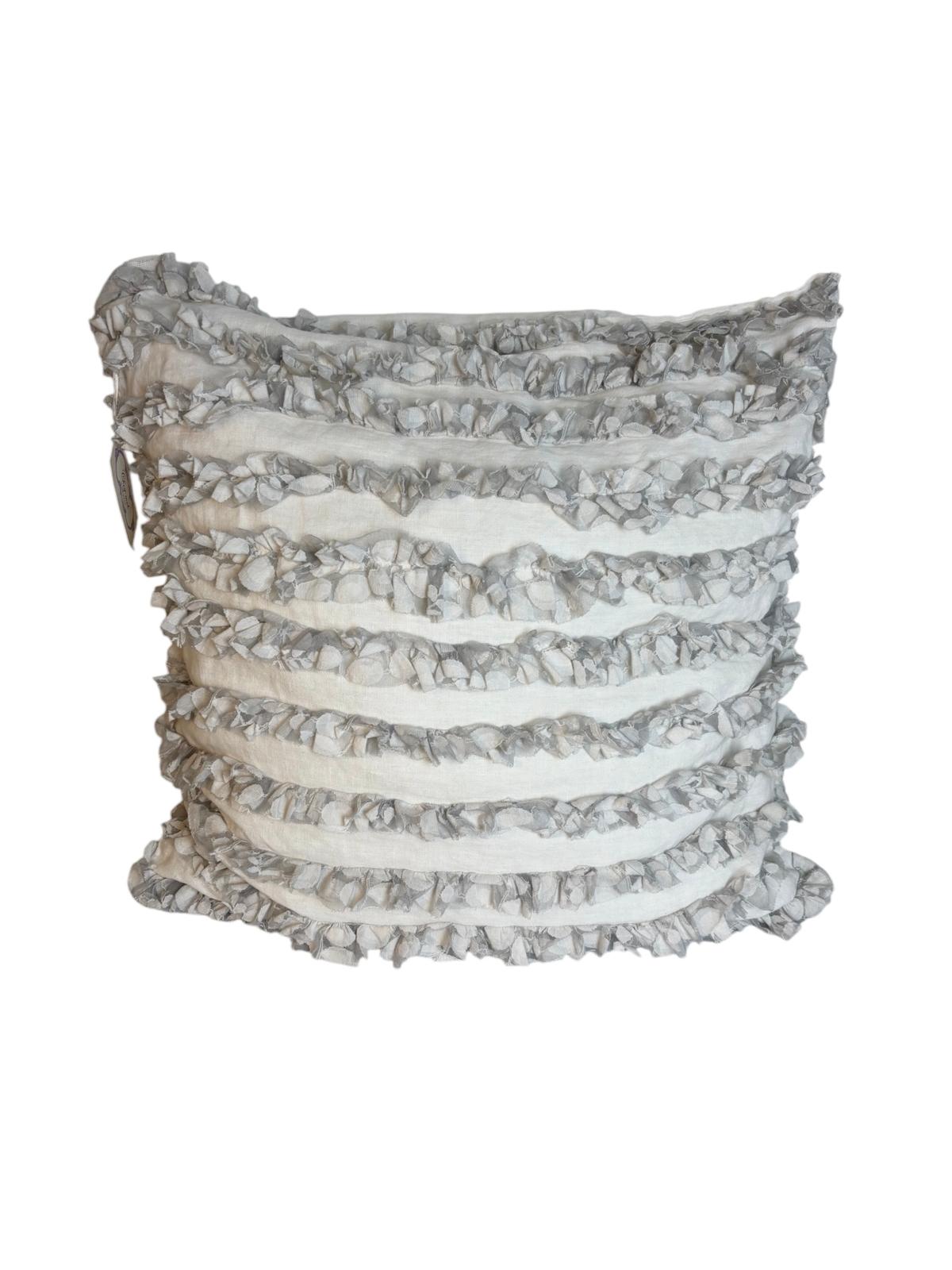 Cuscino in Lino con Rouches Grigie 60x60 cm -  Chez Moi