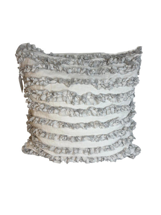 Cuscino in Lino con Rouches Grigie 60x60 cm -  Chez Moi