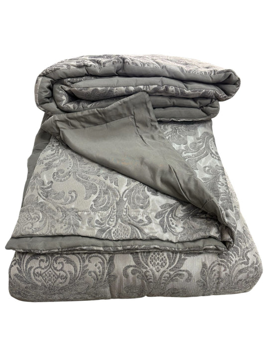 Trapunta Matrimoniale in Velluto Grigio con Inserti 260x260 cm - Blanc Mariclò