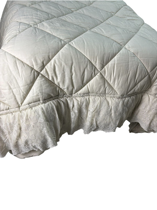 Trapunta Matrimoniale in Cotone con Pizzo 270x270 cm - Officina Tessile