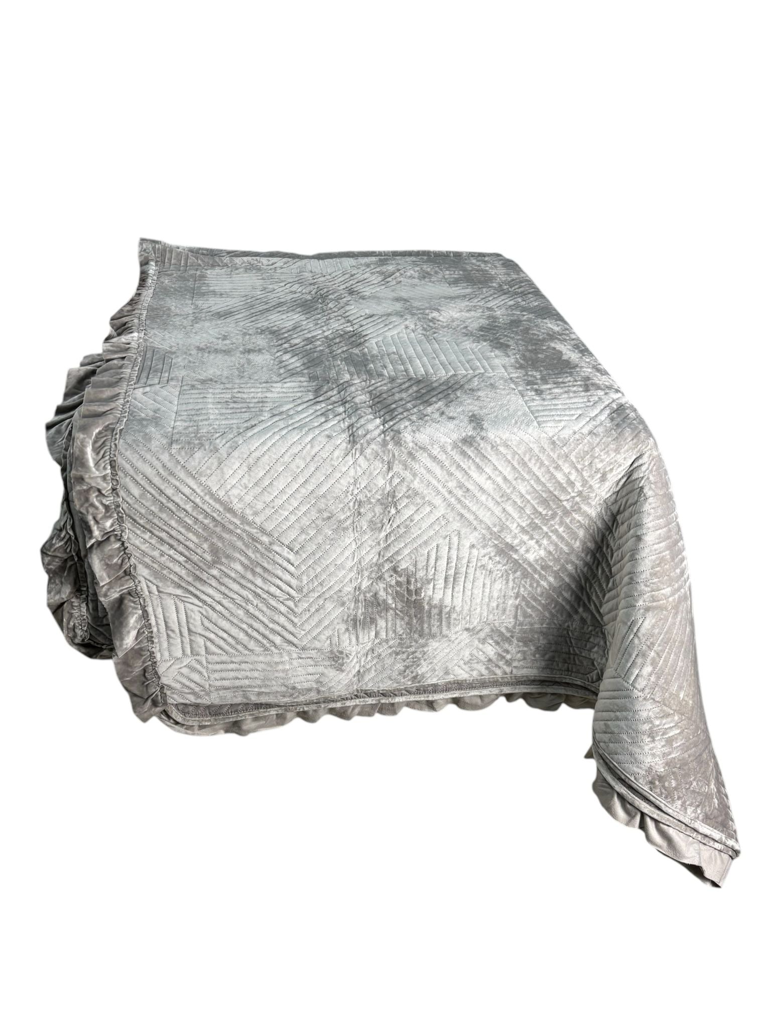 Set Trapunta Matrimoniale 260x260 cm  in Velluto Grigio con Guanciali - Blanc MariClo’