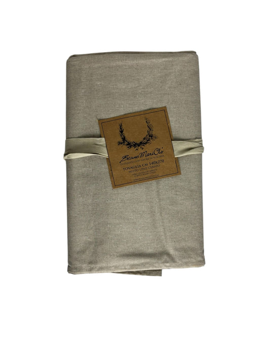 Tovaglia Cerata in Misto Lino Idrorepellente 140x270 cm - Blanc MariClo’