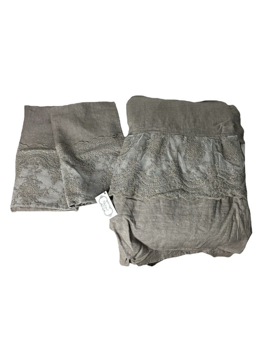 Copriletto Matrimoniale in Puro Lino con Pizzo Corinzio e Federe Coordinate – Chez Moi