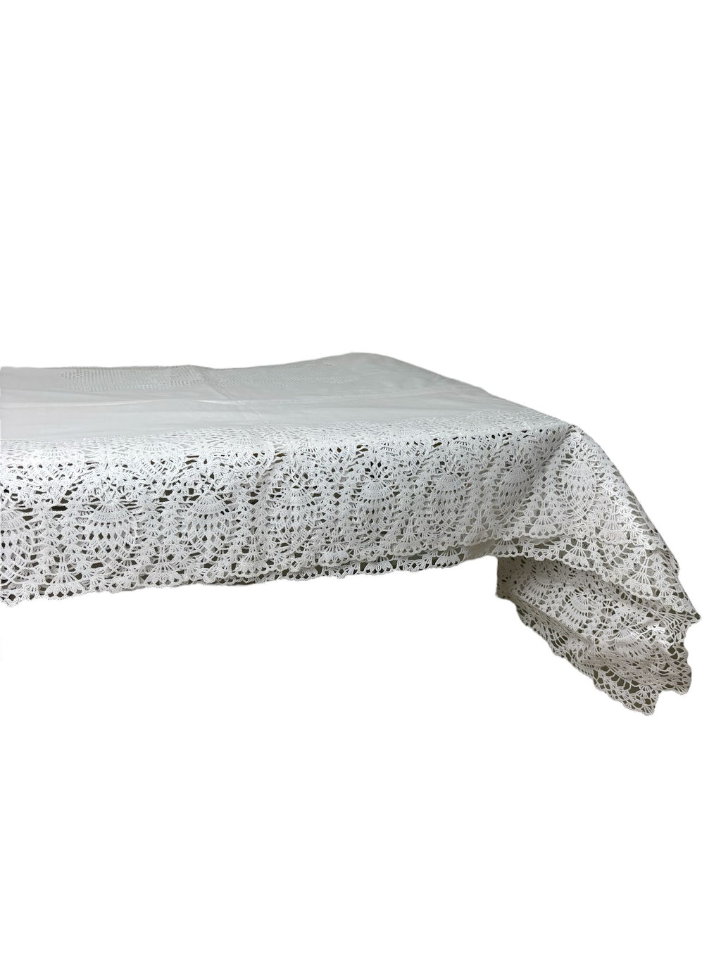 Tovaglia in Plastica con Ricami e Smerli 140x140 cm - Blanc MariClo'