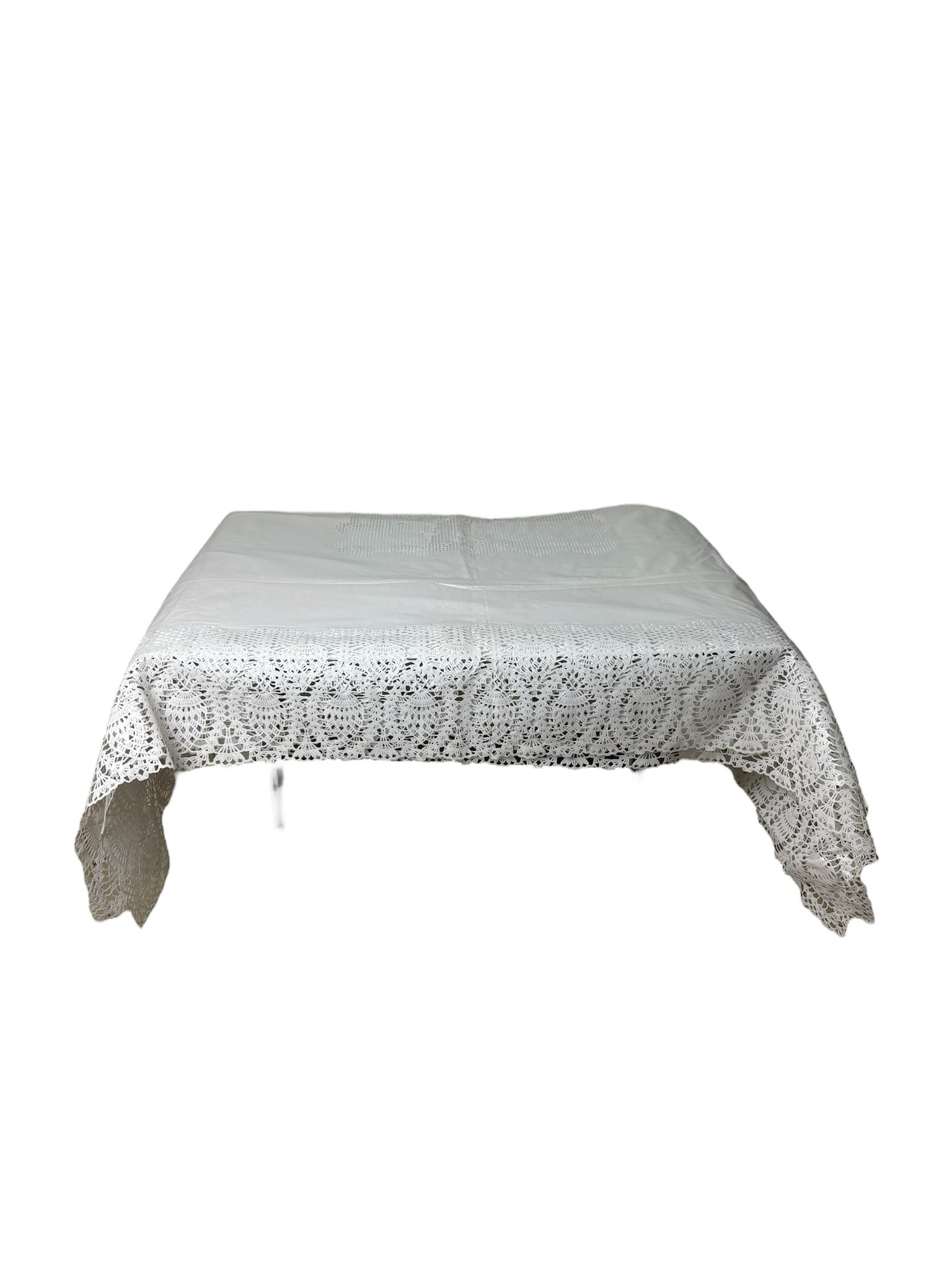 Tovaglia in Plastica con Ricami e Smerli 140x140 cm - Blanc MariClo'