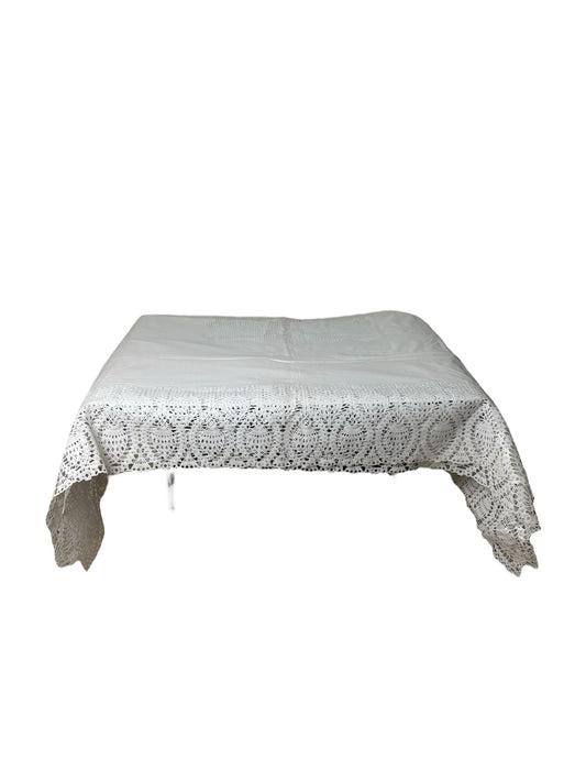 Tovaglia in Plastica con Ricami e Smerli 140x140 cm - Blanc MariClo'