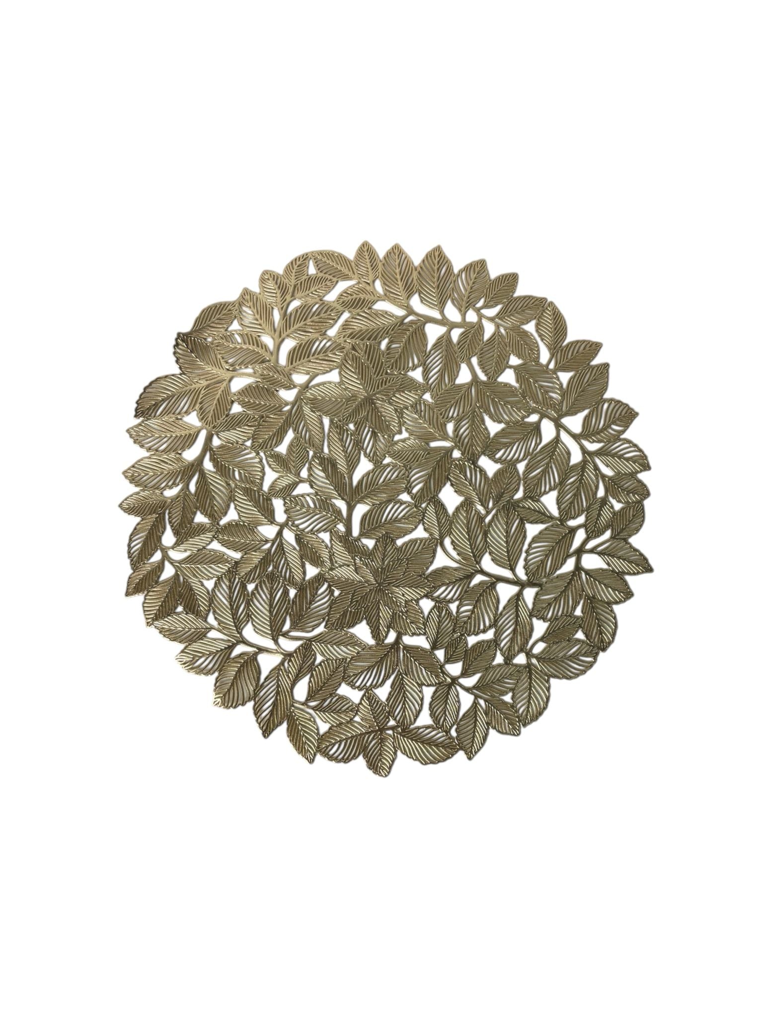 Set 12 Tovagliette Tonde in Plastica con Foglie Oro 38 cm – Fade