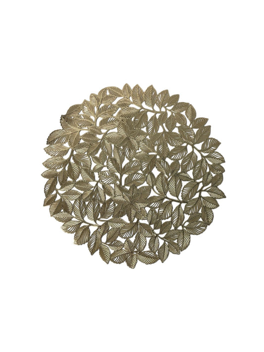Set 12 Tovagliette Tonde in Plastica con Foglie Oro 38 cm – Fade