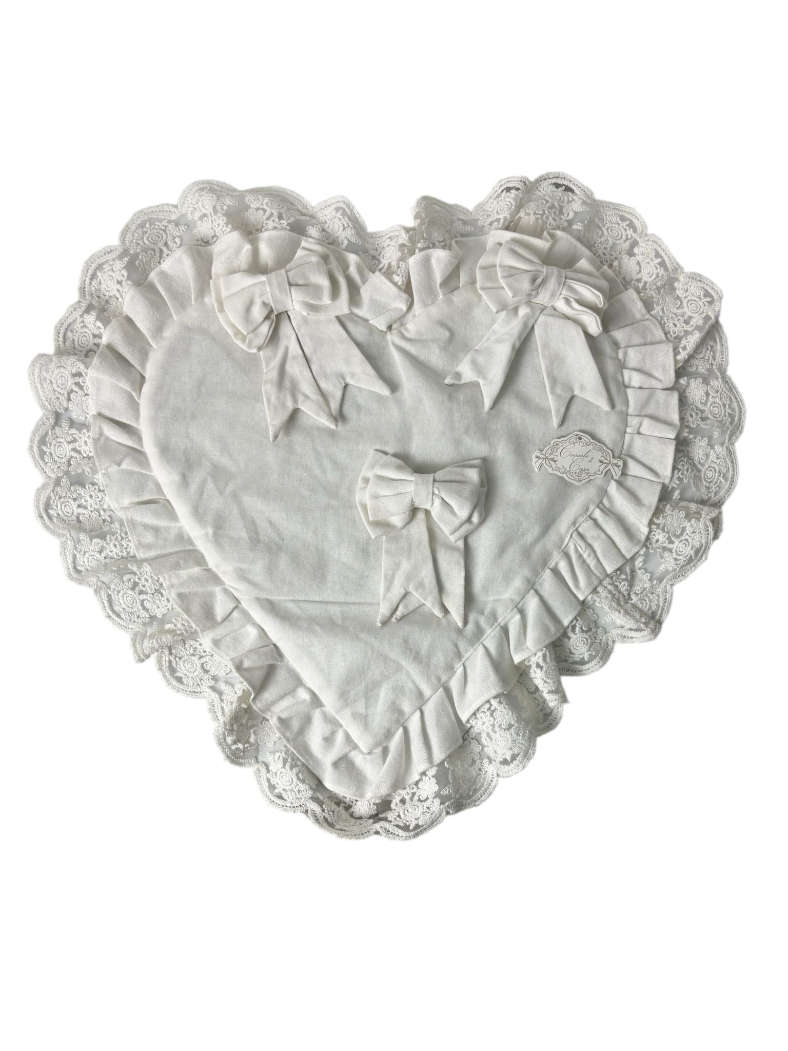 Copriforno a Cuore in Cotone con Volant in Pizzo 55x40 cm- Coccole di Casa