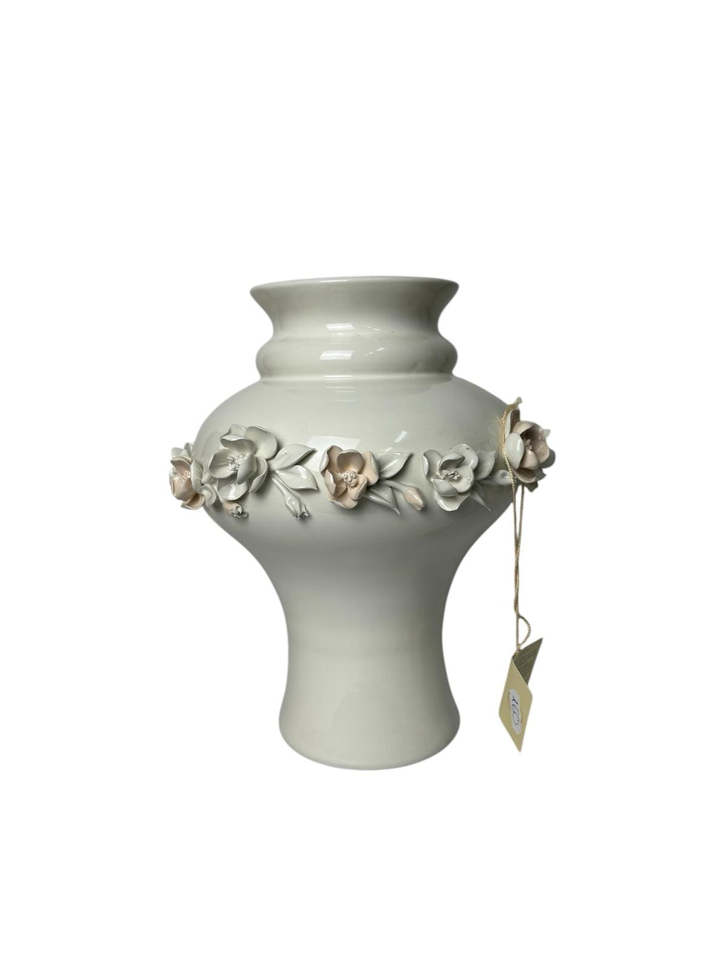 Vaso in Porcellana di Capodimonte con Fiori in Rilievo 30 h cm – Con Difetto