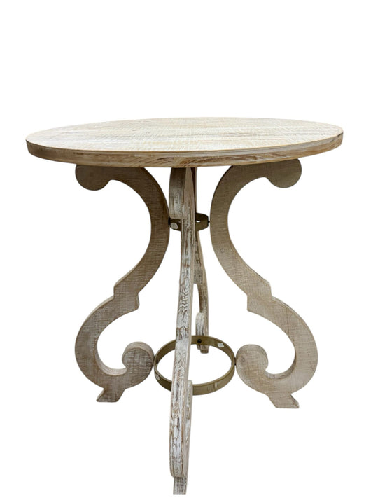 Tavolino Provenzale con Base Rotonda Effetto Legno 69 h cm - Stile Shabby