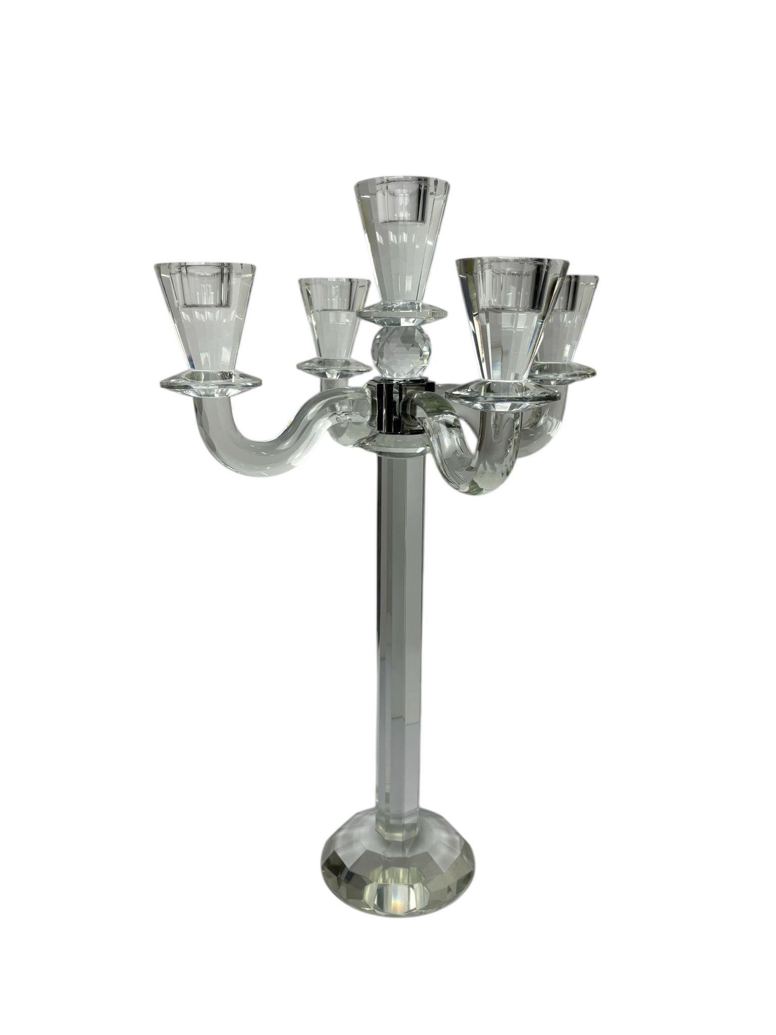 Candelabro in Cristallo a 5 Braccia con Dettaglio in Metallo 49 cm  - Emò