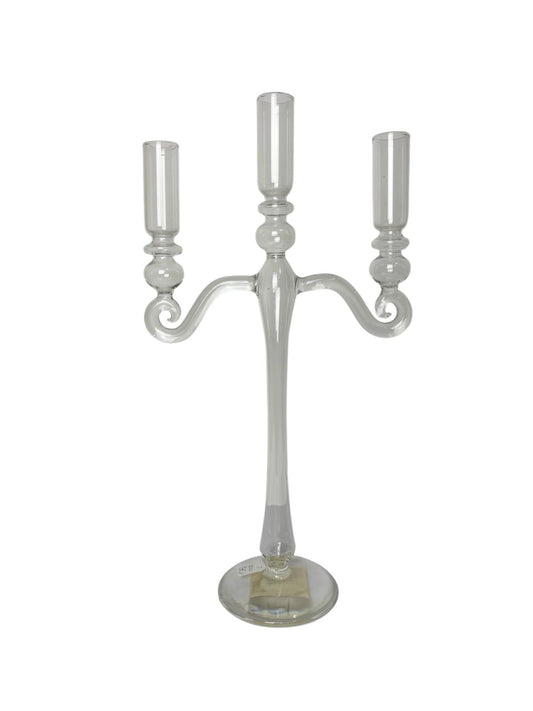 Candelabro a Tre Braccia in Vetro Trasparente 20x38 h cm- Bruco