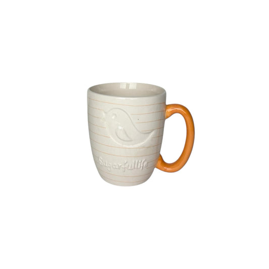Tazza in Ceramica con Uccellino e Manico Arancione - Linea Sugarfullife