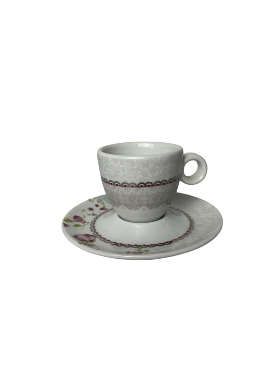 Set di 6 Tazzine con Piattini in Porcellana Decorata - Henriette
