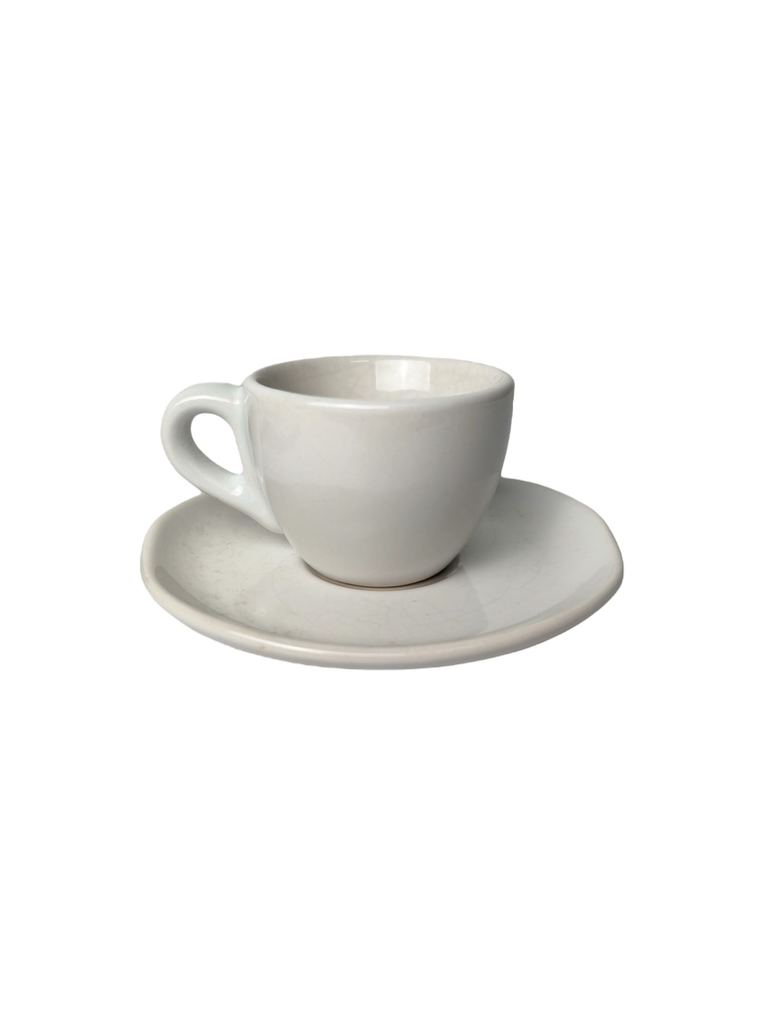 Set di 5 Tazzine da Caffè con Piattino in Ceramica Color Panna
