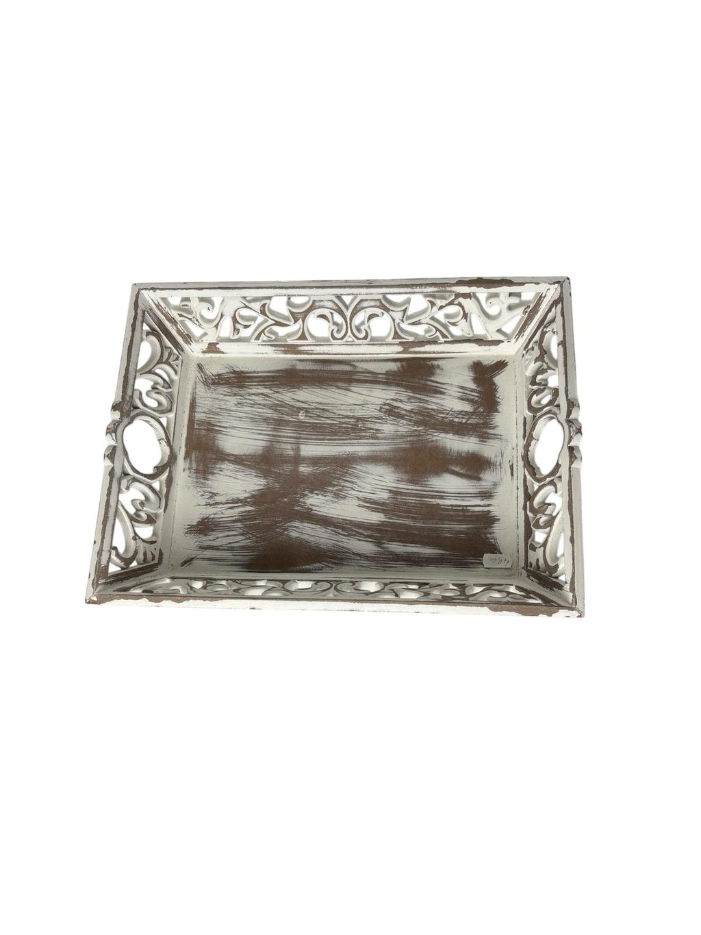 Vassoio Bianco con Decori Traforati in Stile Shabby - In Art
