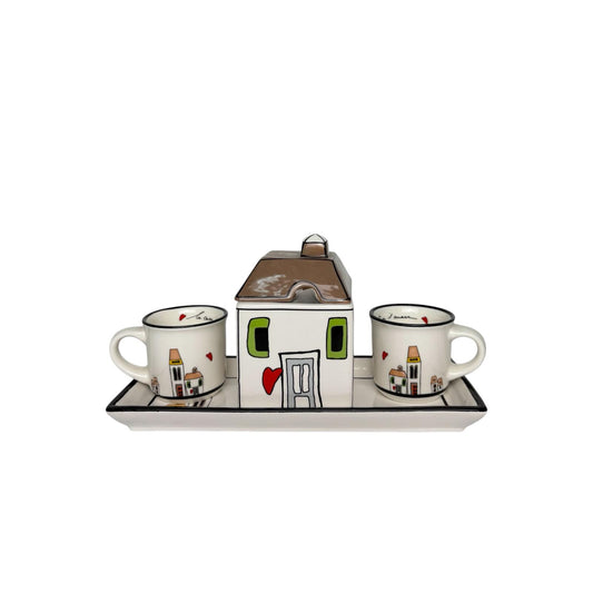 Set Caffè per Due con Zuccheriera e Vassoietto in Porcellana – Egan