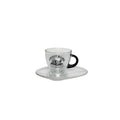 Set di 6 Tazze in Vetro con Manico Nero e Scritta "Home Sweet Home" – Stile Industrial