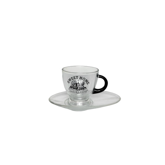 Set di 6 Tazze in Vetro con Manico Nero e Scritta "Home Sweet Home" – Stile Industrial