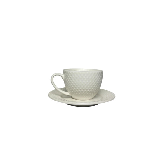 Set di 6 Tazzine da Caffè in Porcellana Bianca con Pois in Rilievo – Porcellana Bianca
