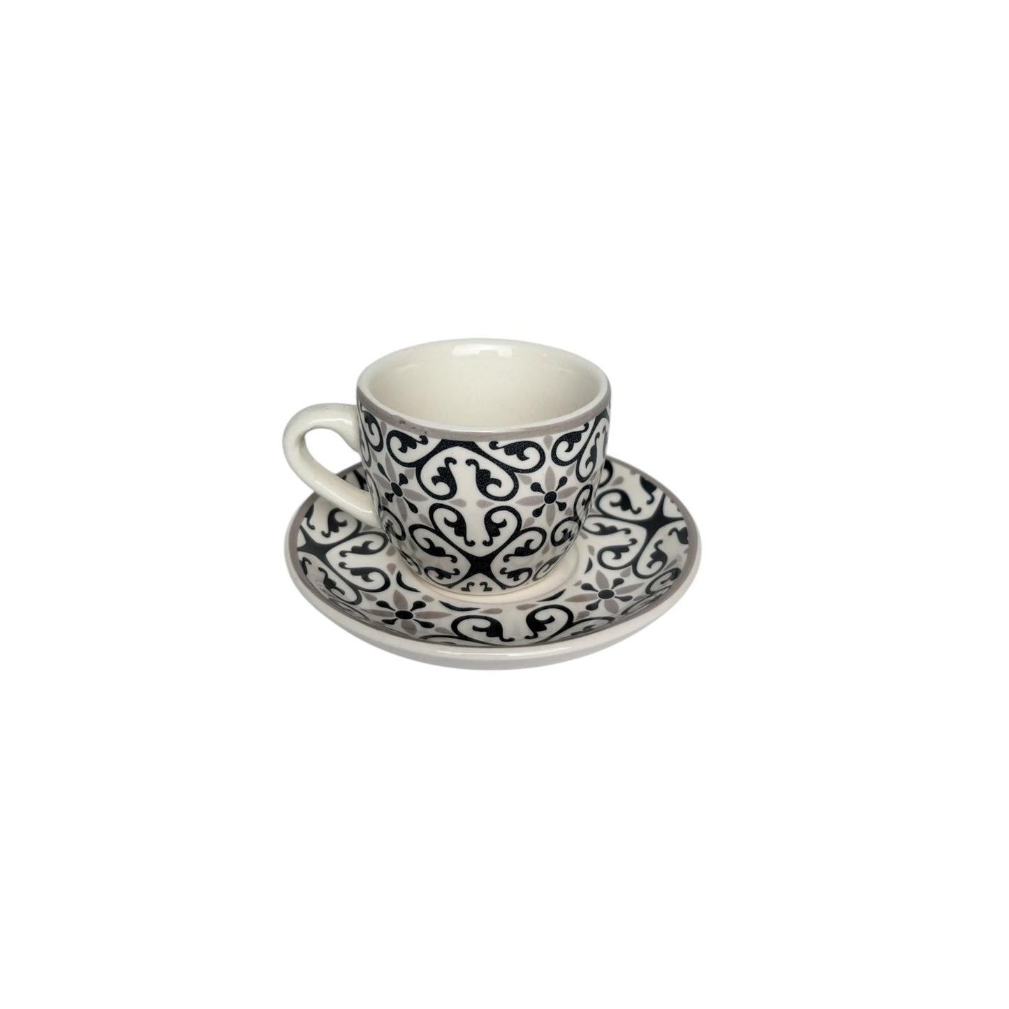Set di 6 Tazzine da Caffè con Piattini in Ceramica Decorata - In Art