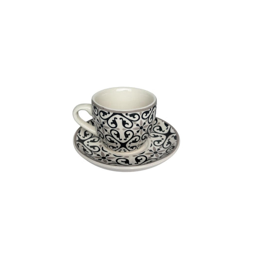 Set di 6 Tazzine da Caffè con Piattini in Ceramica Decorata - In Art