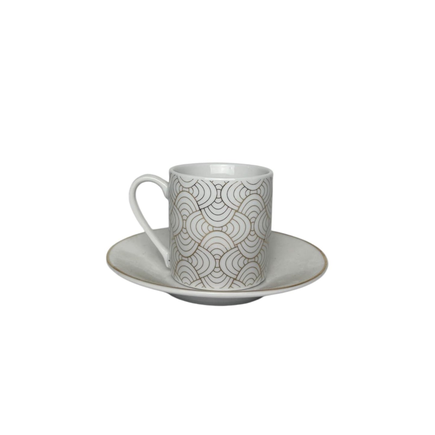 Set di 5 Tazzine in Porcellana Bianca con Decori Oro - Fade
