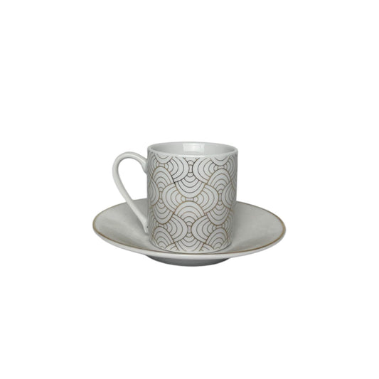 Set di 5 Tazzine in Porcellana Bianca con Decori Oro - Fade