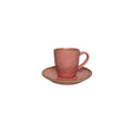Set di 6 Tazzine da Caffè in Ceramica Rosa Antico con Bordino Oro – Rose e Tulipani