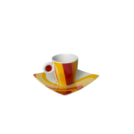 Set di 6 Tazzine da Caffè con Piattino in Porcellana Decorata - Le Perle