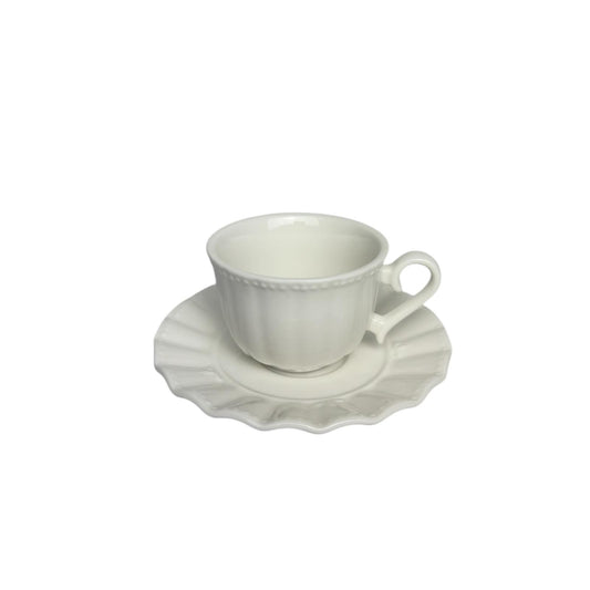Set di 6 Tazzine da Caffè con Piattino Ondulato in Porcellana "Ducale" – La Porcellana Bianca
