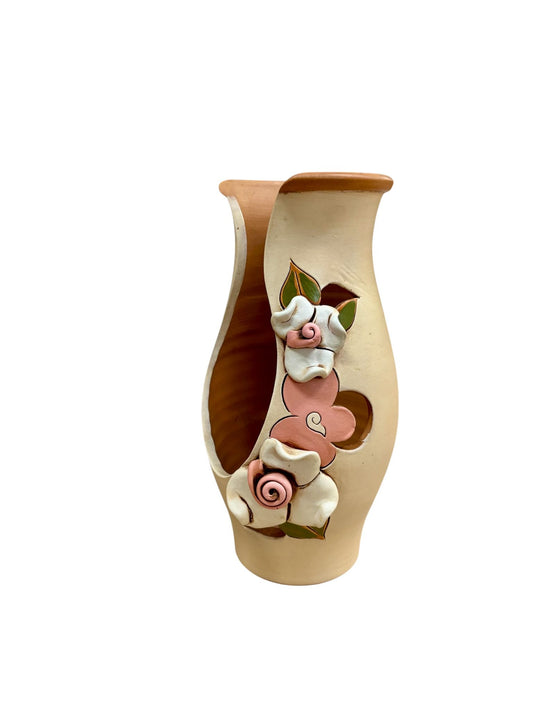Porta Bicchieri in Terracotta Dipinto a Mano 23 h cm– Vitullo