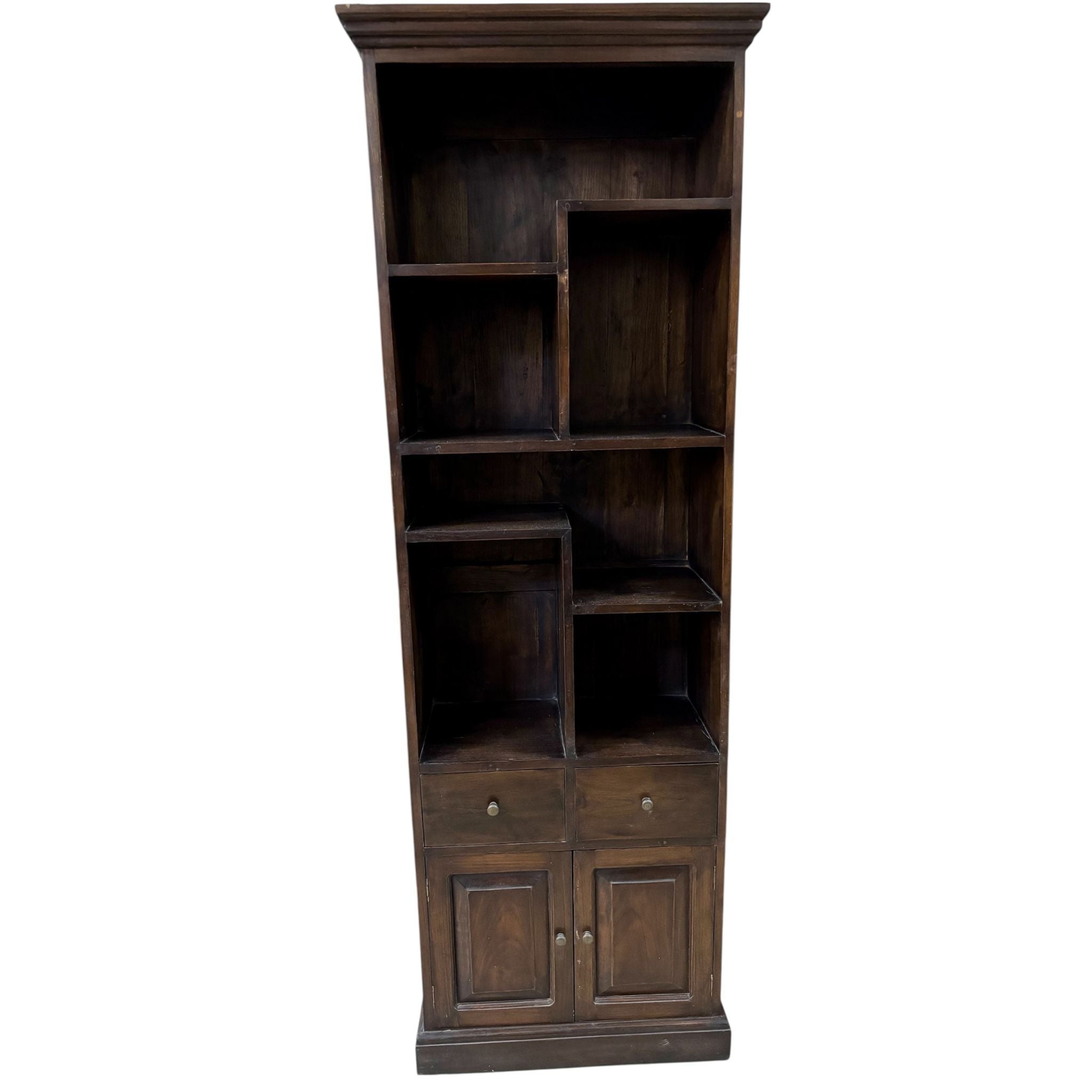 Libreria in Legno di Sheesham con Mensole Asimmetriche 200 cm – Colore Ciliegio