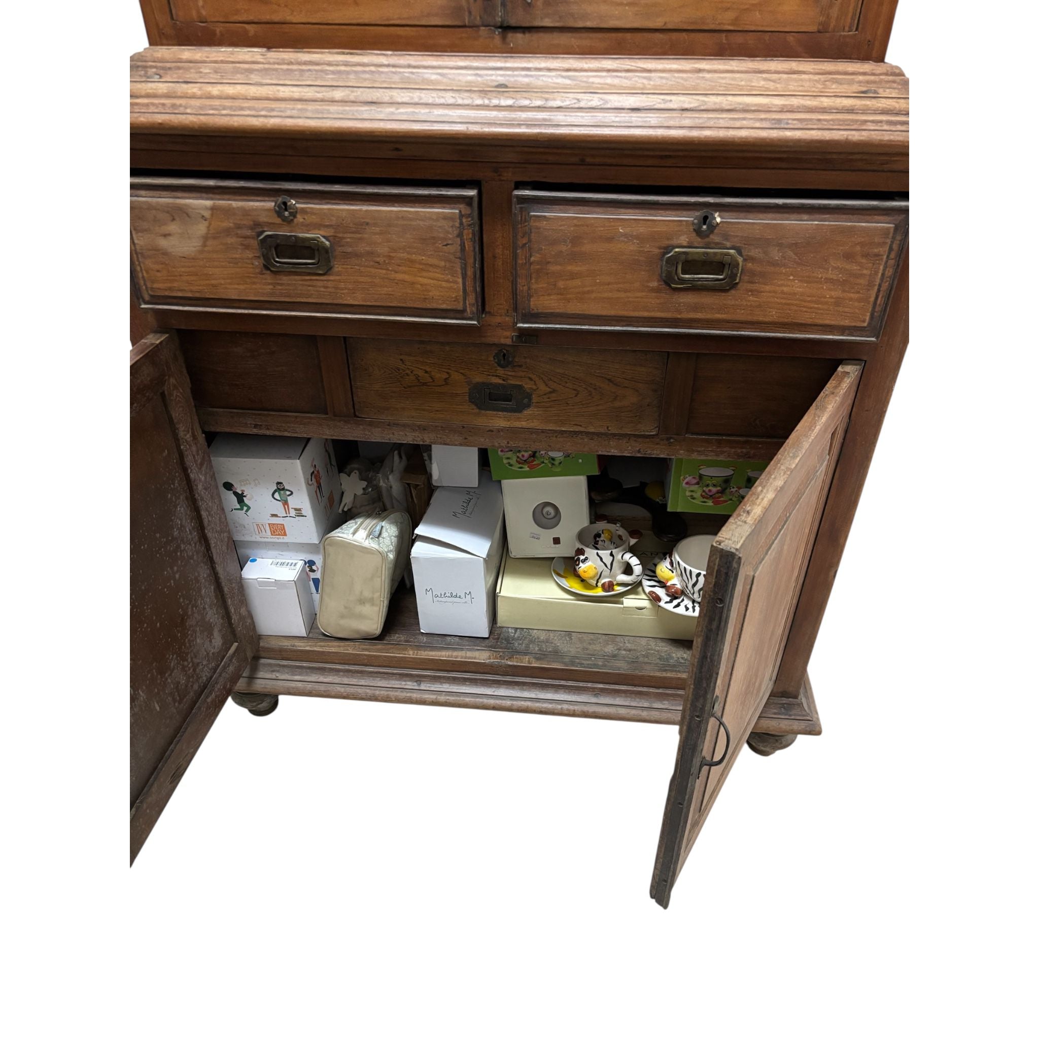 Credenza in Legno Sheesham con Ante 190 h cm – Finitura Ciliegio