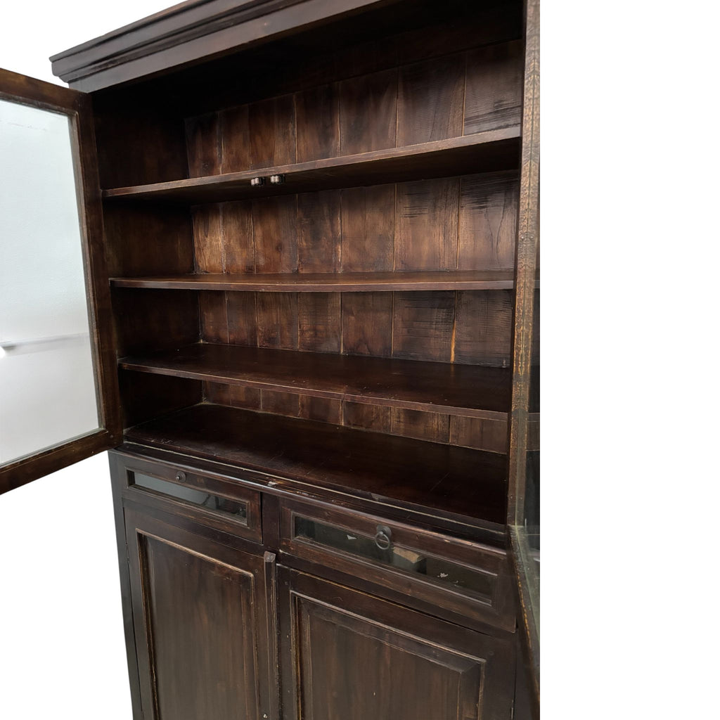 Credenza in Legno Massello di Sheesham con Ante in Vetro 188 h cm– Da Restaurare