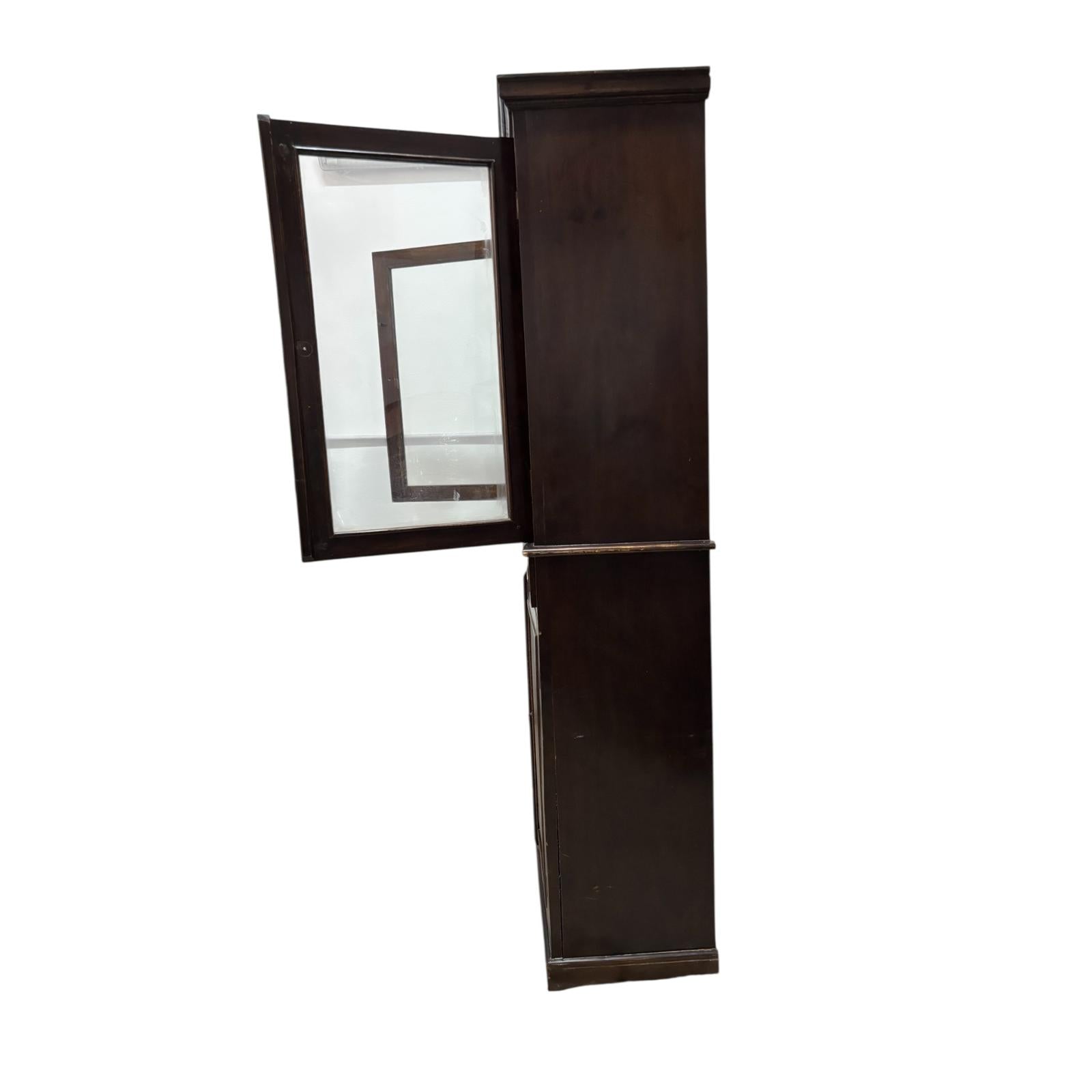 Credenza in Legno Massello di Sheesham con Ante in Vetro 188 h cm– Da Restaurare