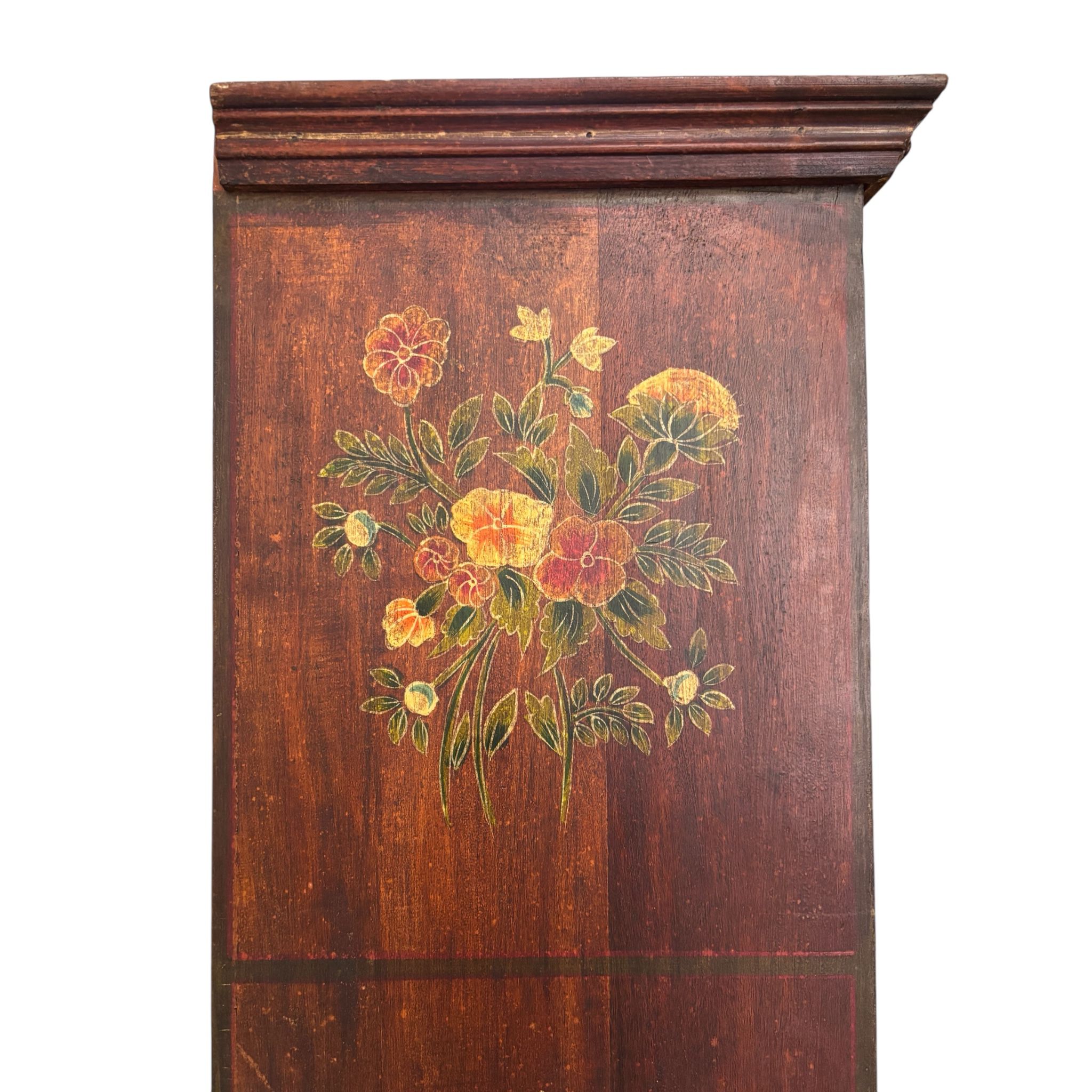 Libreria in Legno Sheesham con Disegni Floreali Dipinti a Mano 180 h cm – Finitura Ciliegio