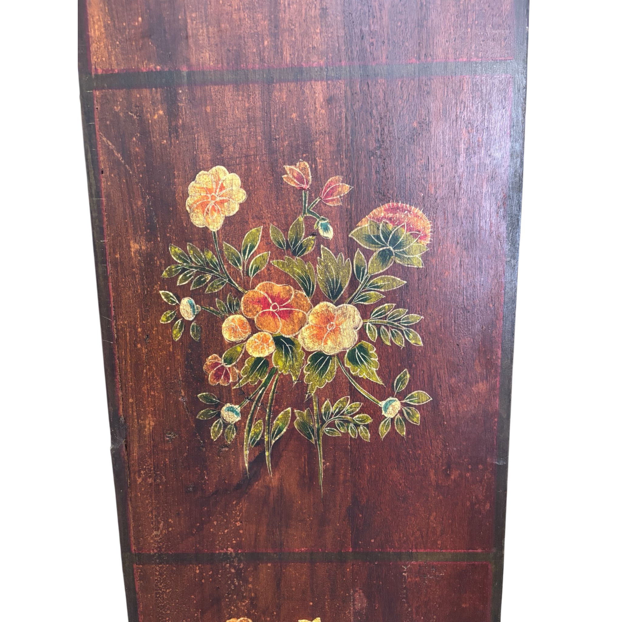 Libreria in Legno Sheesham con Disegni Floreali Dipinti a Mano 180 h cm – Finitura Ciliegio